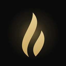 App-Icon von Lumen: goldene Flamme auf Schwarz